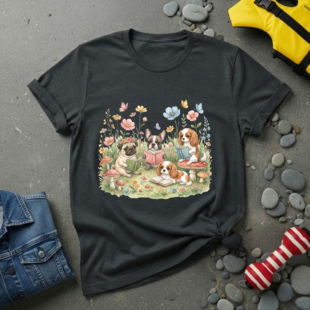 Dog with Books T-Shirt