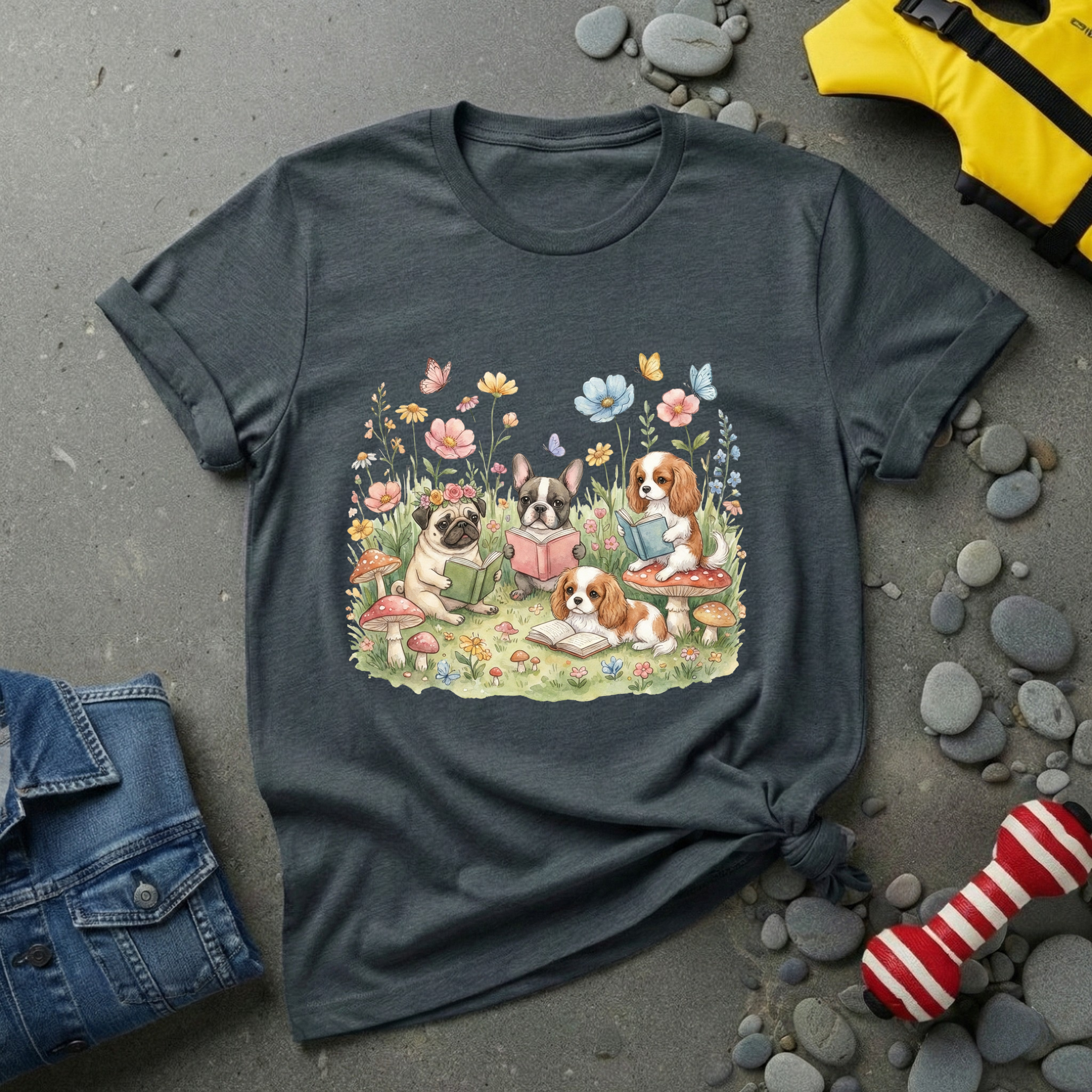 Dog with Books T-Shirt