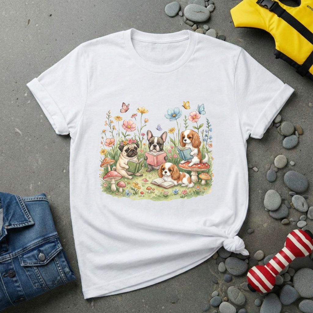 Dog with Books T-Shirt