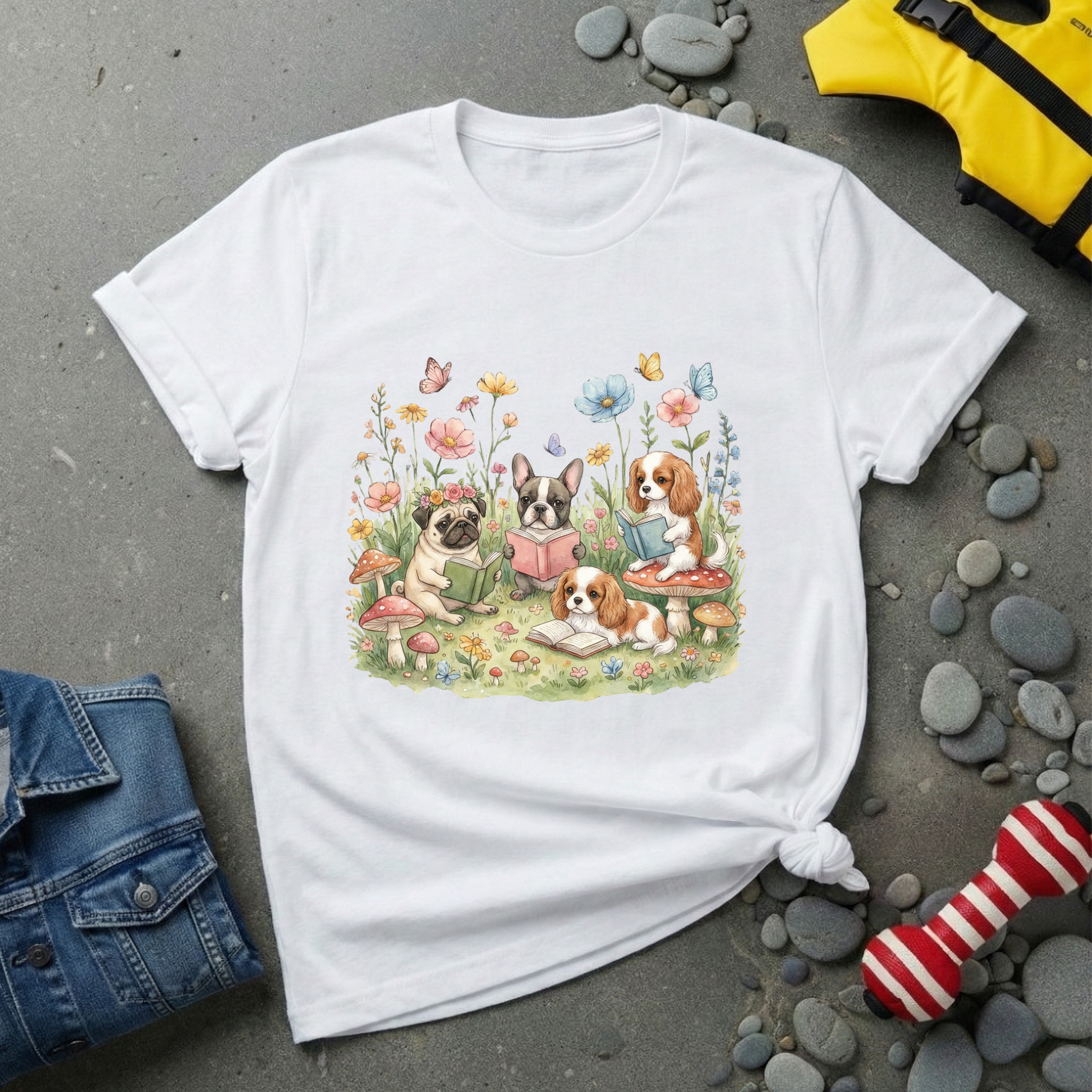 Dog with Books T-Shirt
