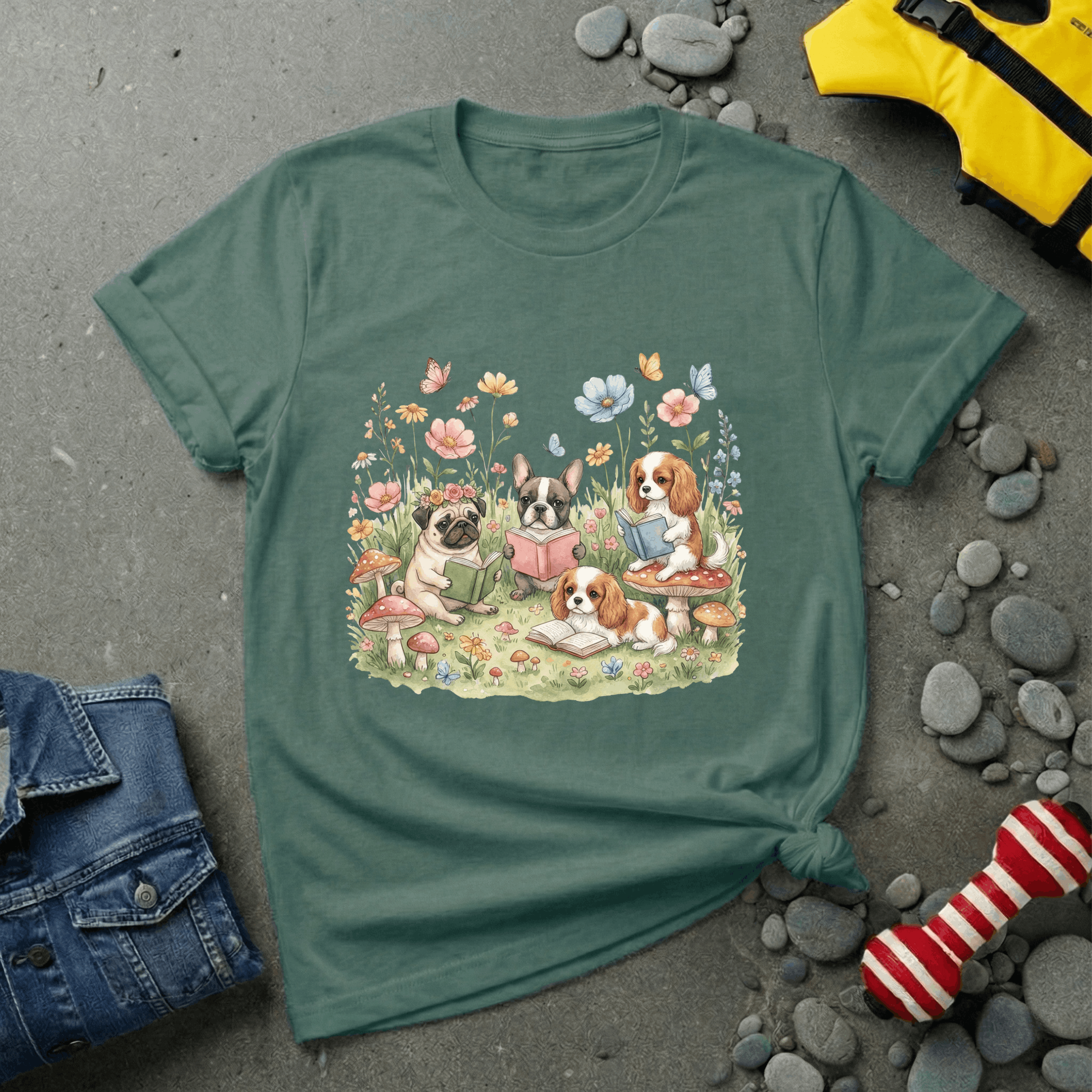 Dog with Books T-Shirt