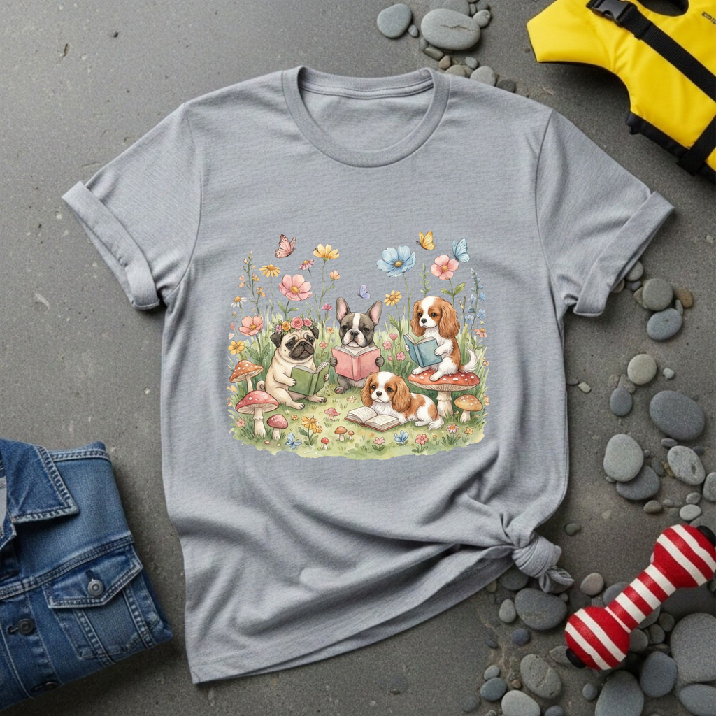 Dog with Books T-Shirt